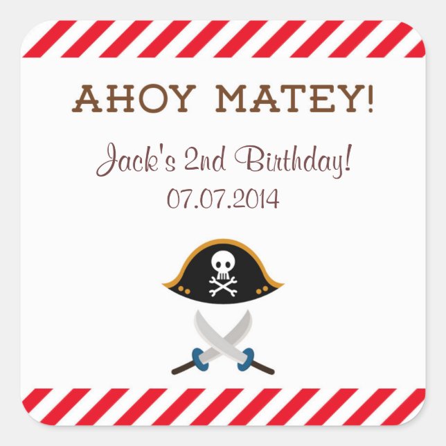 Pirate Birthday Danke Ihnen Stickers (Vorderseite)