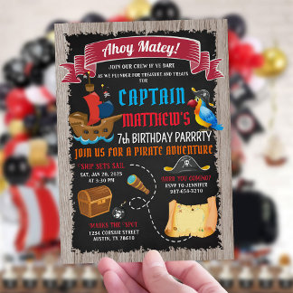 Pirate Birthday Einladung Ahoy Matey