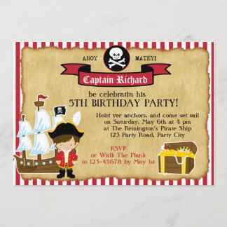 Pirate Birthday Einladung (mit Schiff & Karte)