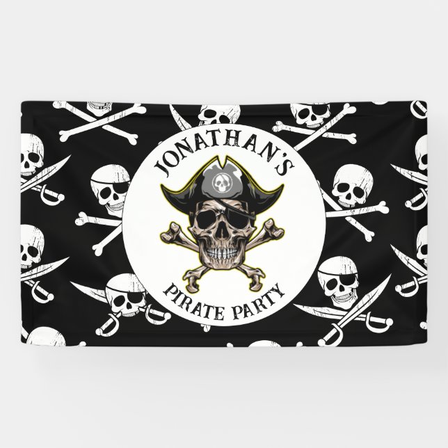 Pirate Birthday Party Cross Bones Banner (Horizontal)