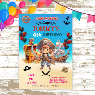 Pirate Birthday Party Einladung