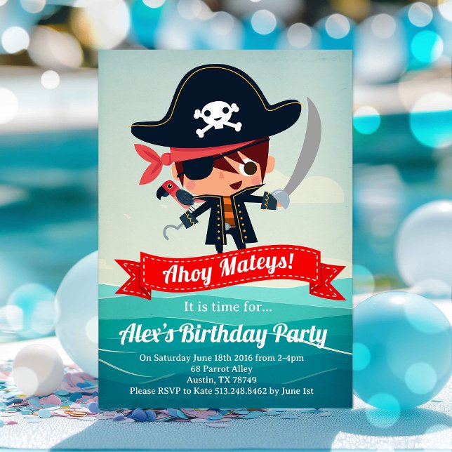 Pirate Birthday Party Einladung für einen Jungen | (Von Creator hochgeladen)