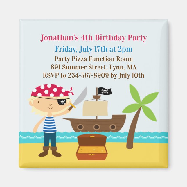 Pirate Birthday Party Einladung Magnet (Vorne)