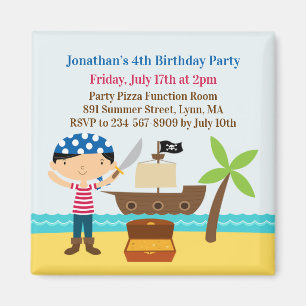 Pirate Birthday Party Einladung Magnet