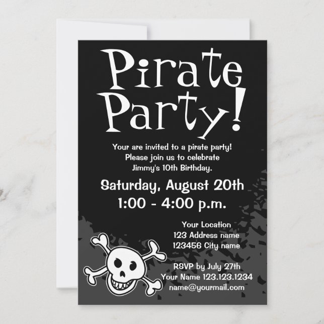 Pirate Birthday Party Einladungen für Kinder (Vorderseite)