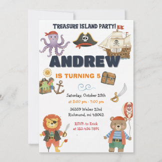 Pirate Birthday Party Invitation Card Einladung