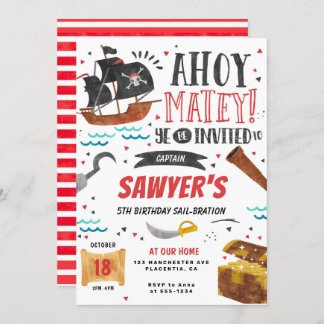 Pirate Birthday Party Kinder Einladung