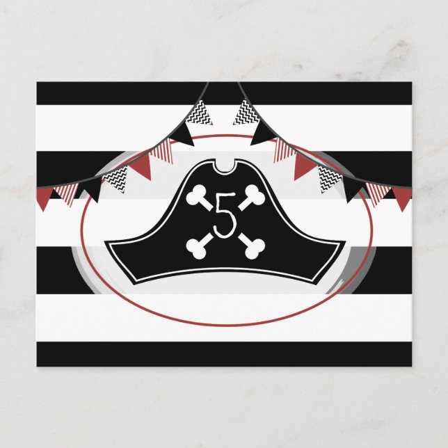 Pirate Birthday Party Postcard Einladung (Vorderseite)