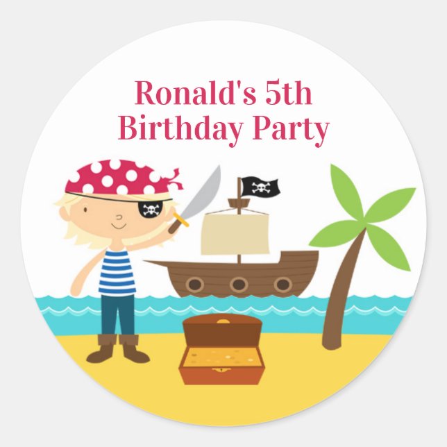 Pirate Birthday Party Stickers (Vorderseite)