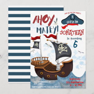 Pirate Birthday Party Wasserfarbe Einladung