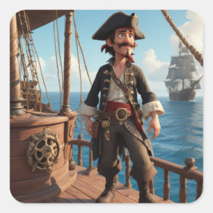 Pirate Birthday Quadratischer Aufkleber