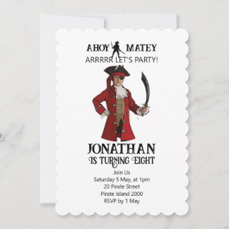 Pirate Birthday Red Boy Thema Einladung