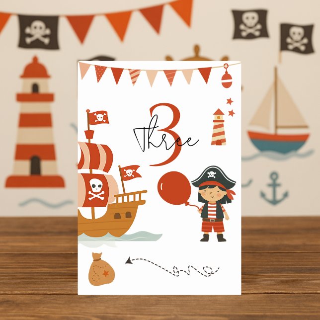 Pirate Birthday | Red Ship & Captain Tischnummer (Von Creator hochgeladen)