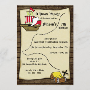 Pirate Birthday Voyage Map Einladung
