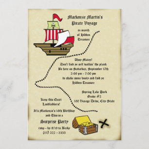 Pirate Birthday Voyage Map Einladung