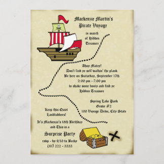 Pirate Birthday Voyage Map Einladung