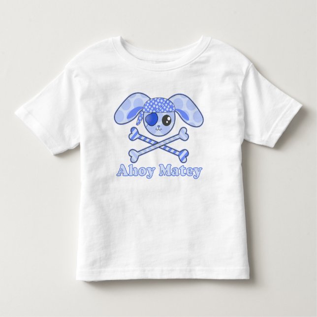 Pirate Blue Kawaii Bunny Kleinkind T-shirt (Vorderseite)