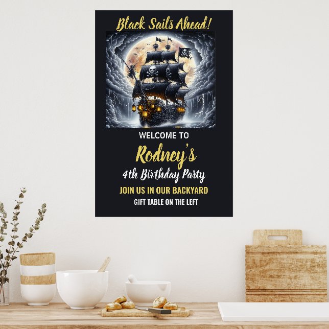 Pirate Bounty Ahead Geburtstag  Poster (Küche)