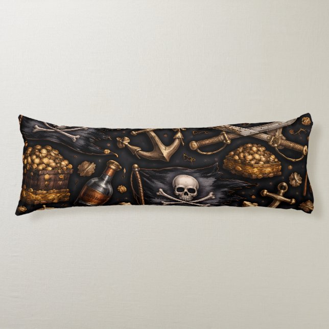Pirate bounty Jolly Roger and golden treasure look Seitenschläferkissen (Vorderseite)