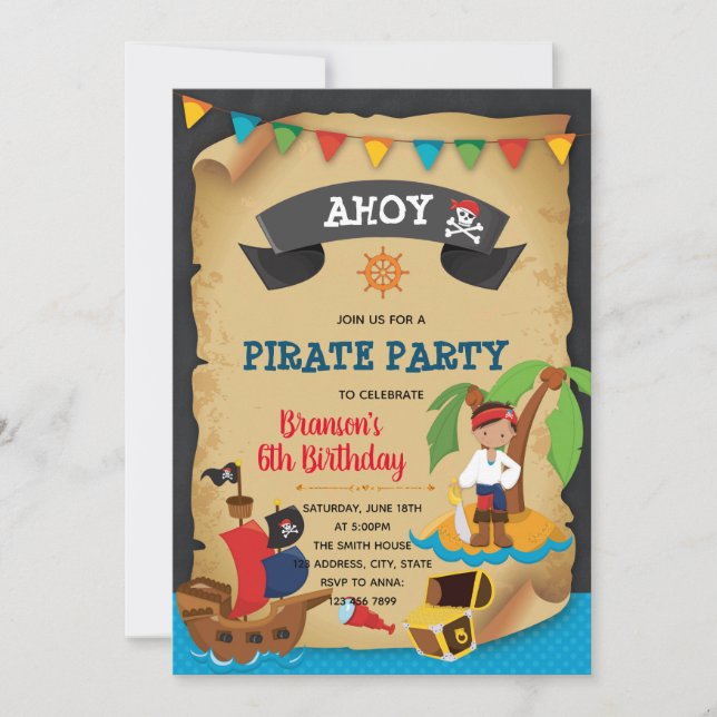 Pirate Boy Birthday Einladung (Vorderseite)