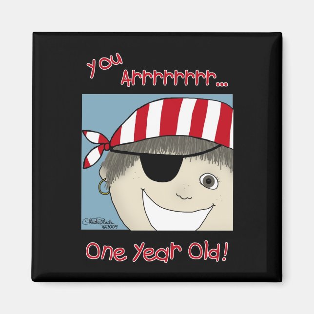 Pirate Boy ein Jahr alt Magnet (Vorne)