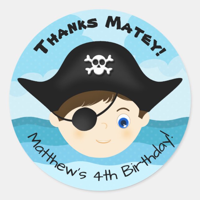 Pirate Boy Runder Aufkleber (Vorderseite)