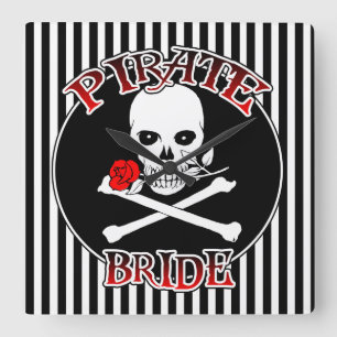 Pirate Bride Wall Clock Quadratische Wanduhr