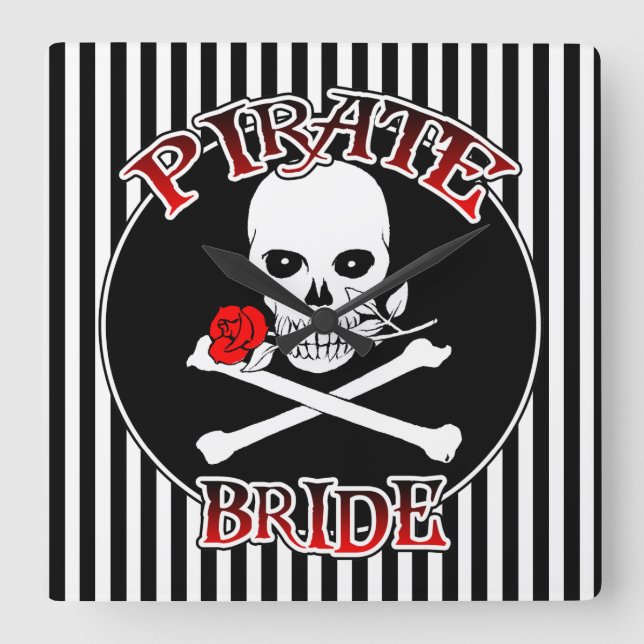 Pirate Bride Wall Clock Quadratische Wanduhr (Vorderseite)