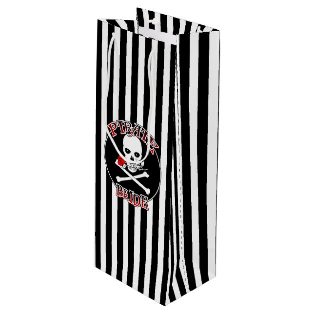 Pirate Bride Wine Gift Bag Geschenktüte Für Weinflaschen (Vorderseite Schrägansicht)