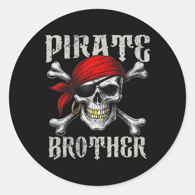 Pirate Brother Piratenflagge Flag und Skull Crossb Runder Aufkleber (Vorderseite)