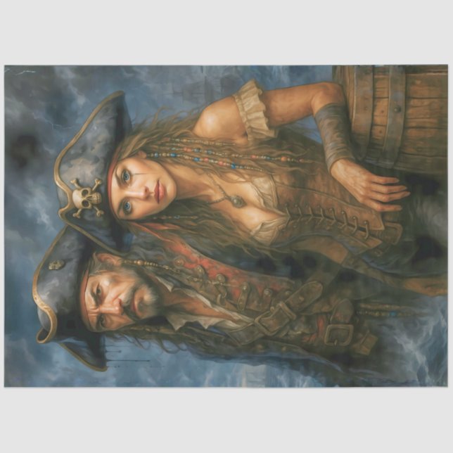 Pirate Captain and Queen | Caribbean Nautical  Seidenpapier (Vorderseite)