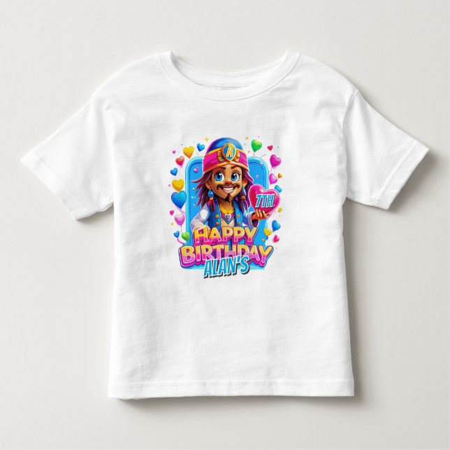 Pirate Captain Birthday Kids Geschenke Illustratio Kleinkind T-shirt (Vorderseite)
