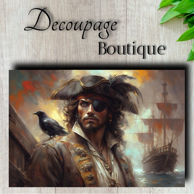 Pirate Captain Portrait Decoupage Seidenpapier (Pirate Captain Portrait Decoupage Tissue Paper)