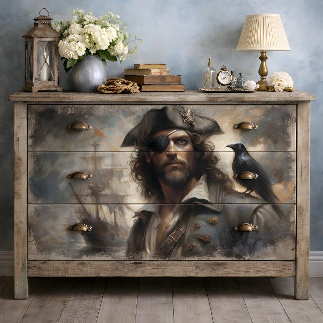 Pirate Captain Raven Decoupage Seidenpapier (Pirate Captain Raven Decoupage Tissue Paper)