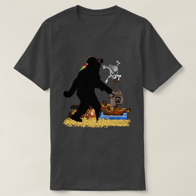 Pirate Captain Treasure Chest Sasquatch T-Shirt (Design vorne)