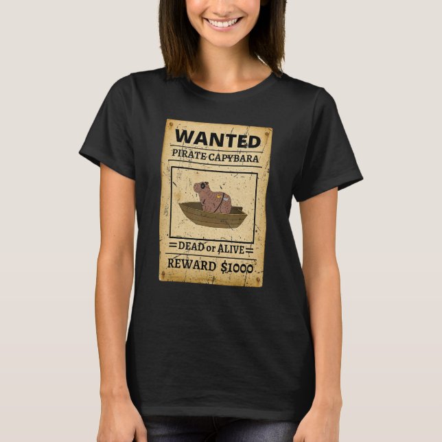 Pirate Capybara Wanted Poster Capybara For Kids T-Shirt (Vorderseite)