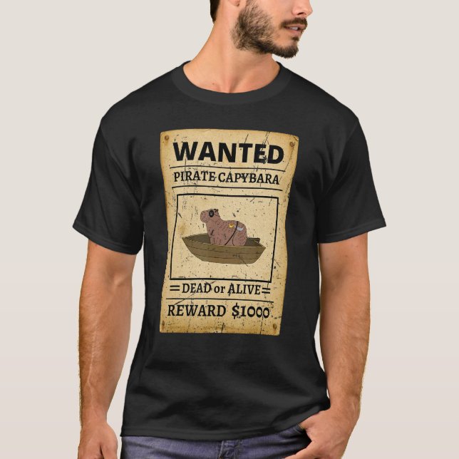 Pirate Capybara Wanted Poster Capybara For Kids T-Shirt (Vorderseite)