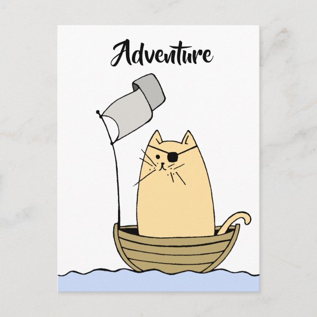 Pirate Cat Adventure Postkarte (Vorderseite)