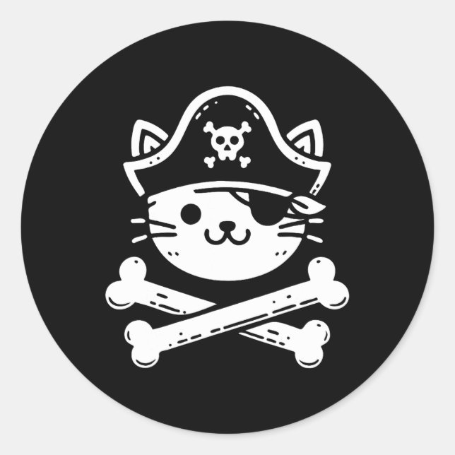 Pirate Cat Crossbones Cat Lover Cats Kitten Eigent Runder Aufkleber (Vorderseite)