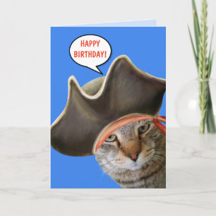 Pirate Cat Funny Birthday Karte