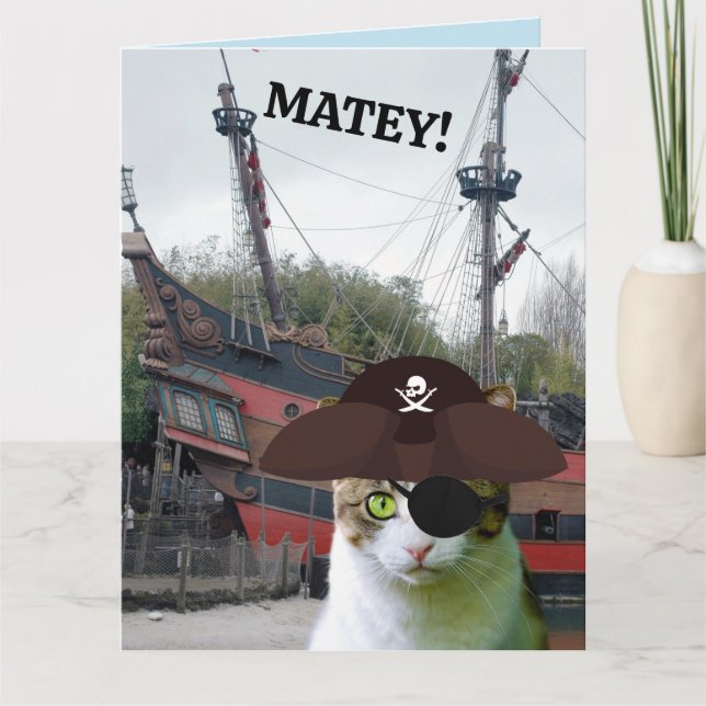 PIRATE CAT GEBURTSTAG Grußkarten Karte (Vorderseite)