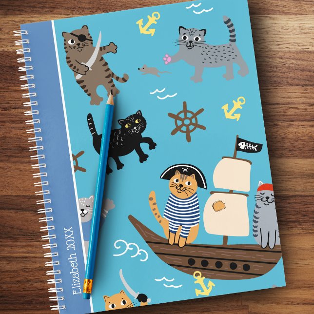 Pirate Cat Pattern für die Jungen- und Mädchenkids Notizbuch (Von Creator hochgeladen)