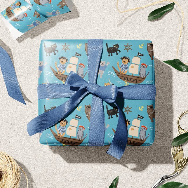 Pirate Cat Pattern für Kindergeburtstag von Jungen Geschenkpapier (Von Creator hochgeladen)