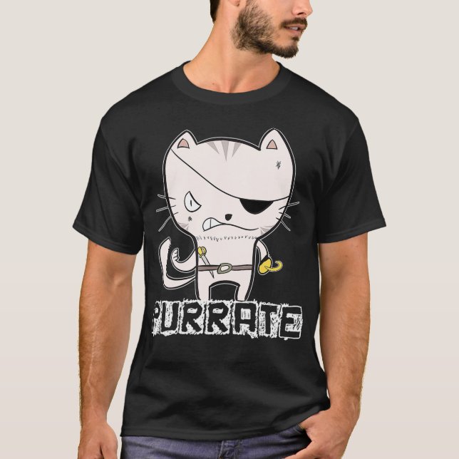 Pirate Cat Shirt Purrate Schwert Kitty Eye Patch O (Vorderseite)