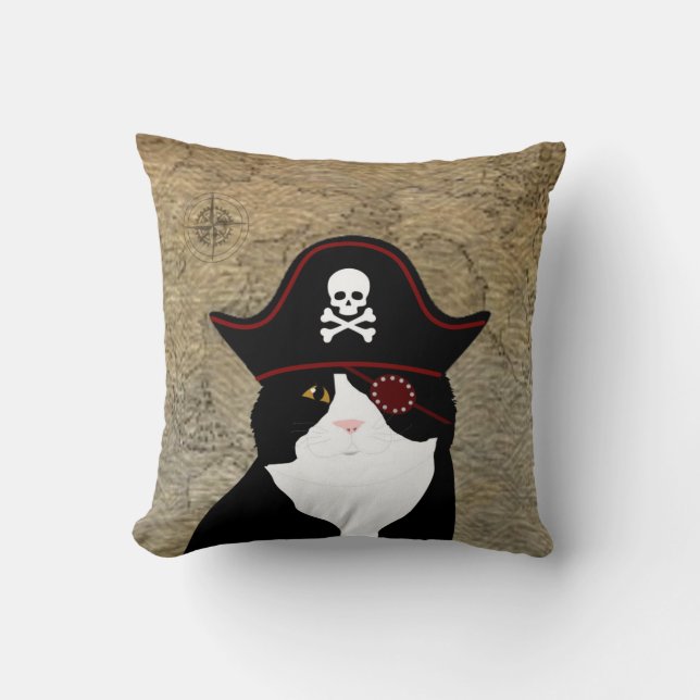 Pirate Cat Throw Kissen (Vorderseite)