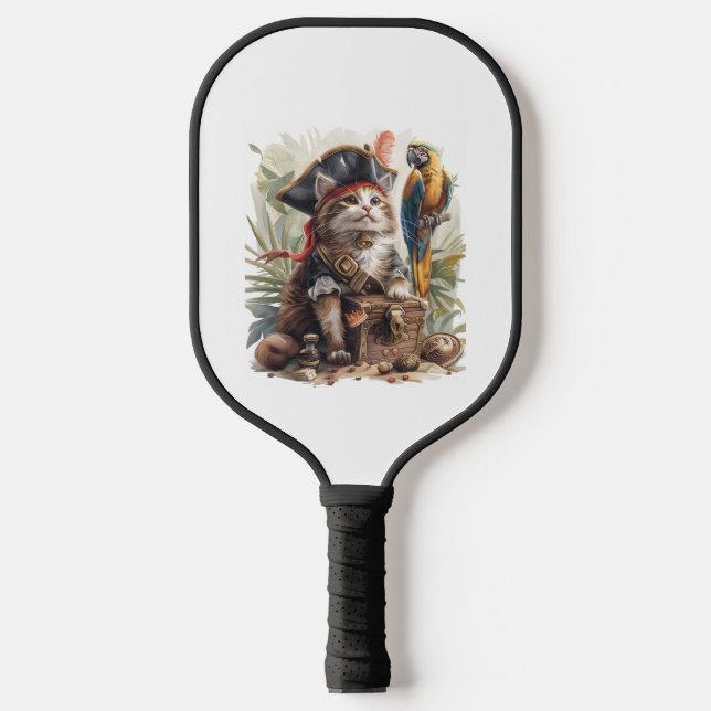 Pirate Cat Treasure Pickleball Schläger (Vorderseite)