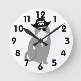 Pirate Cat Wall Clock Runde Wanduhr