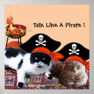 PIRATE CATS , Reden wie ein Piratentag Grillen Par Poster