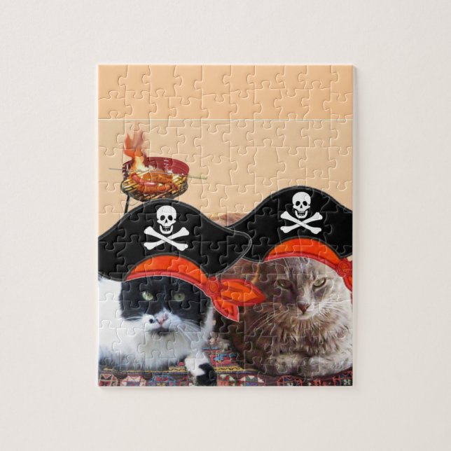 PIRATE CATS, sprechen wie ein Piratentag Puzzle (Vertikal)