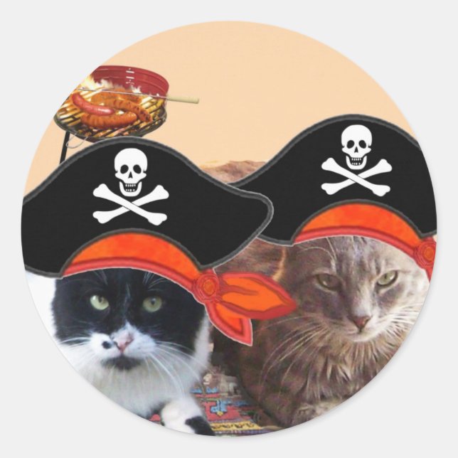 PIRATE CATS, sprechen wie ein Piratentag Runder Aufkleber (Vorderseite)